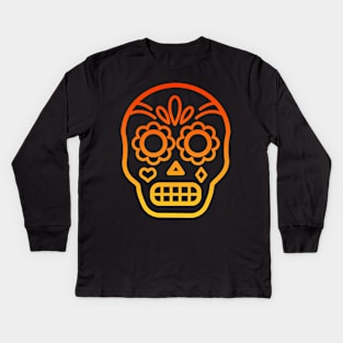 Skull - orange design Kids Long Sleeve T-Shirt